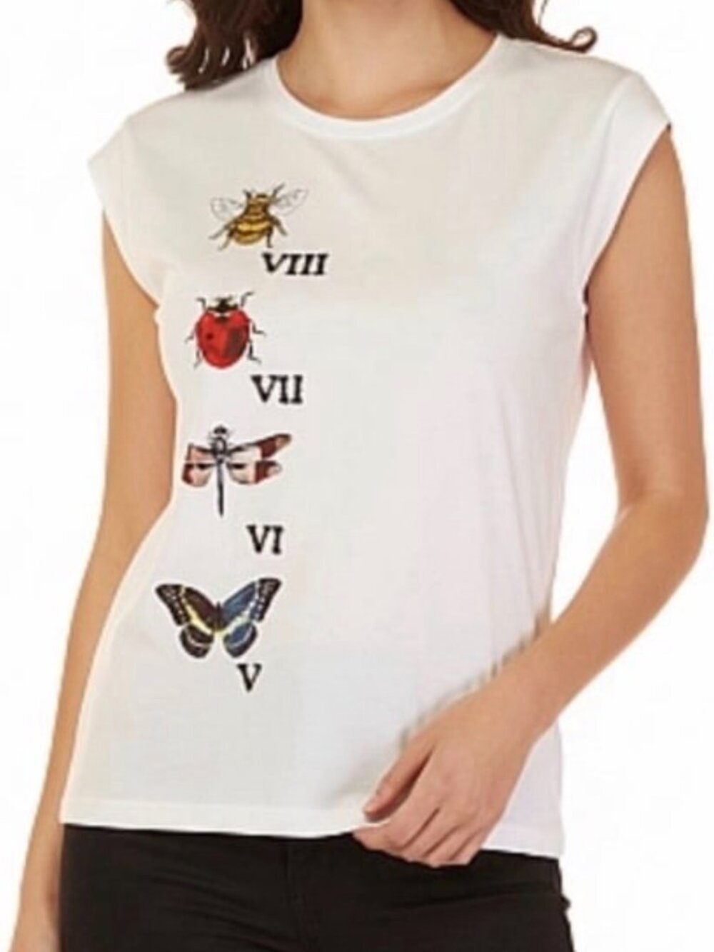 Desigual Embroidered Womens Bug Tank Sleeveless top Moth Dragonfly Bee Ladybug M